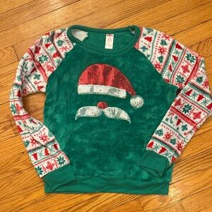 Holiday Time Teal Fleece Top